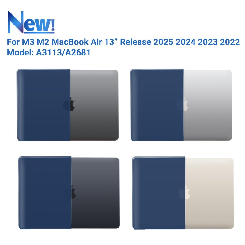آي بينزر IBenzER متوافق مع 2025 2024 2023 2022 MacBook Air 13 بوصة حافظة M4 A3240 M3 A3113 M2 A2681 حافظة صلبة وغطاء لوحة مفاتيح وشاشة فيلم ونوع C لجهاز Mac Air 13.6 أزرق داكن AT13-KK-NVBL+2TC - Image 4
